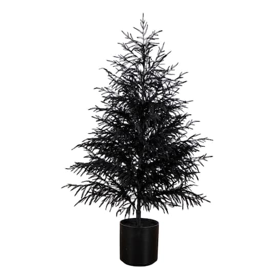 5Ft Artificial Halloween Real Touch Black Norfolk Pine Christmas Tree with Natural Look By Nearly Natural | 33" x 33" x 60" | Michaels®